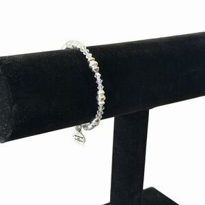 Alex and Ani Silver Crystal Beaded Expandable Wire Bangle Bracelet